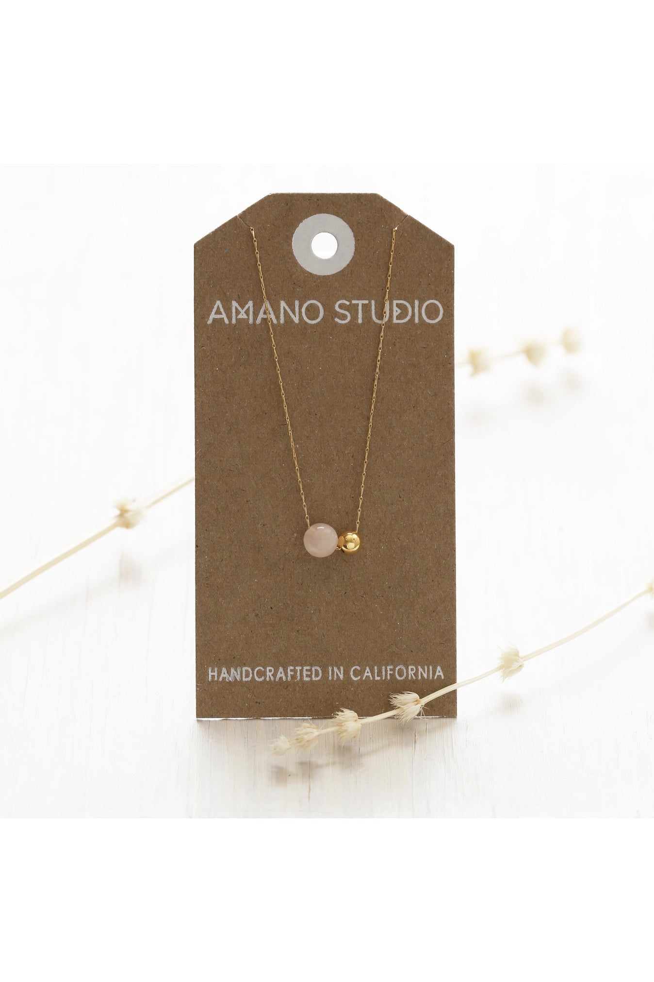Gemstone Orbit Necklace Rose Quartz