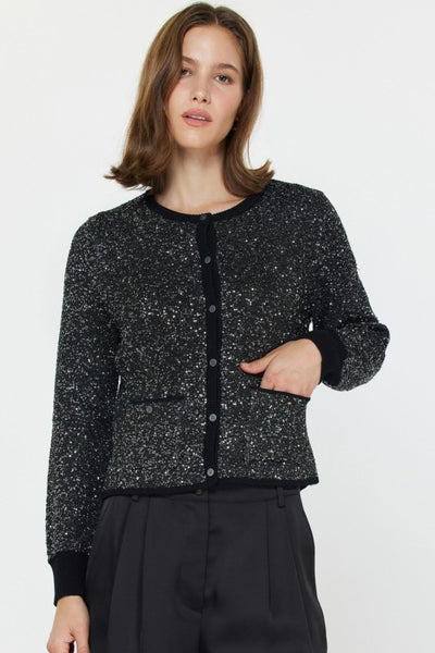 Glittered Sequin Knit Cardigan