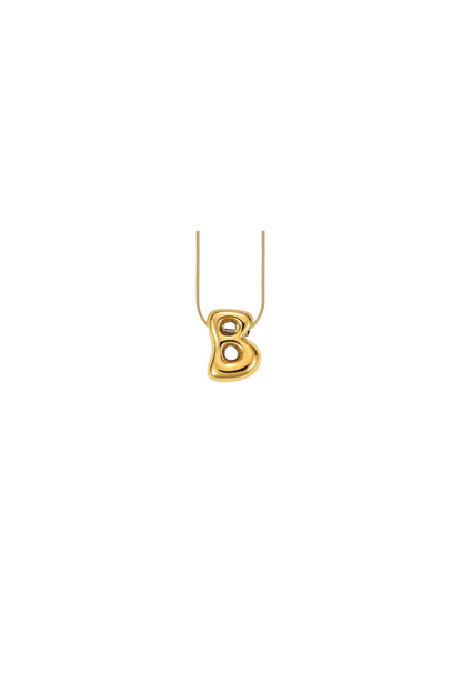 Glow Bubble Letter Initial Necklace Golden