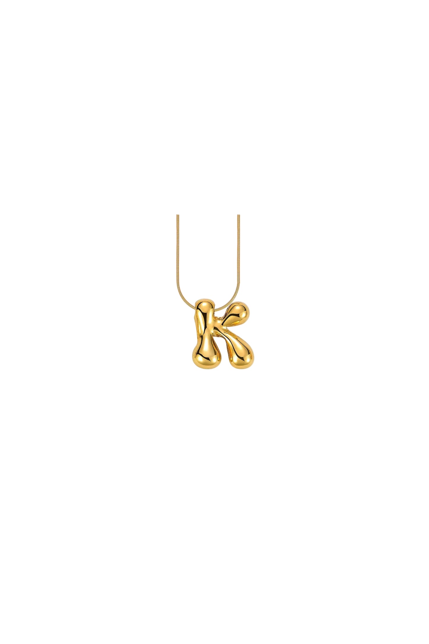 Glow Bubble Letter Initial Necklace Golden