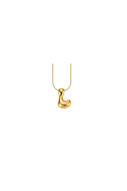 Glow Bubble Letter Initial Necklace Golden