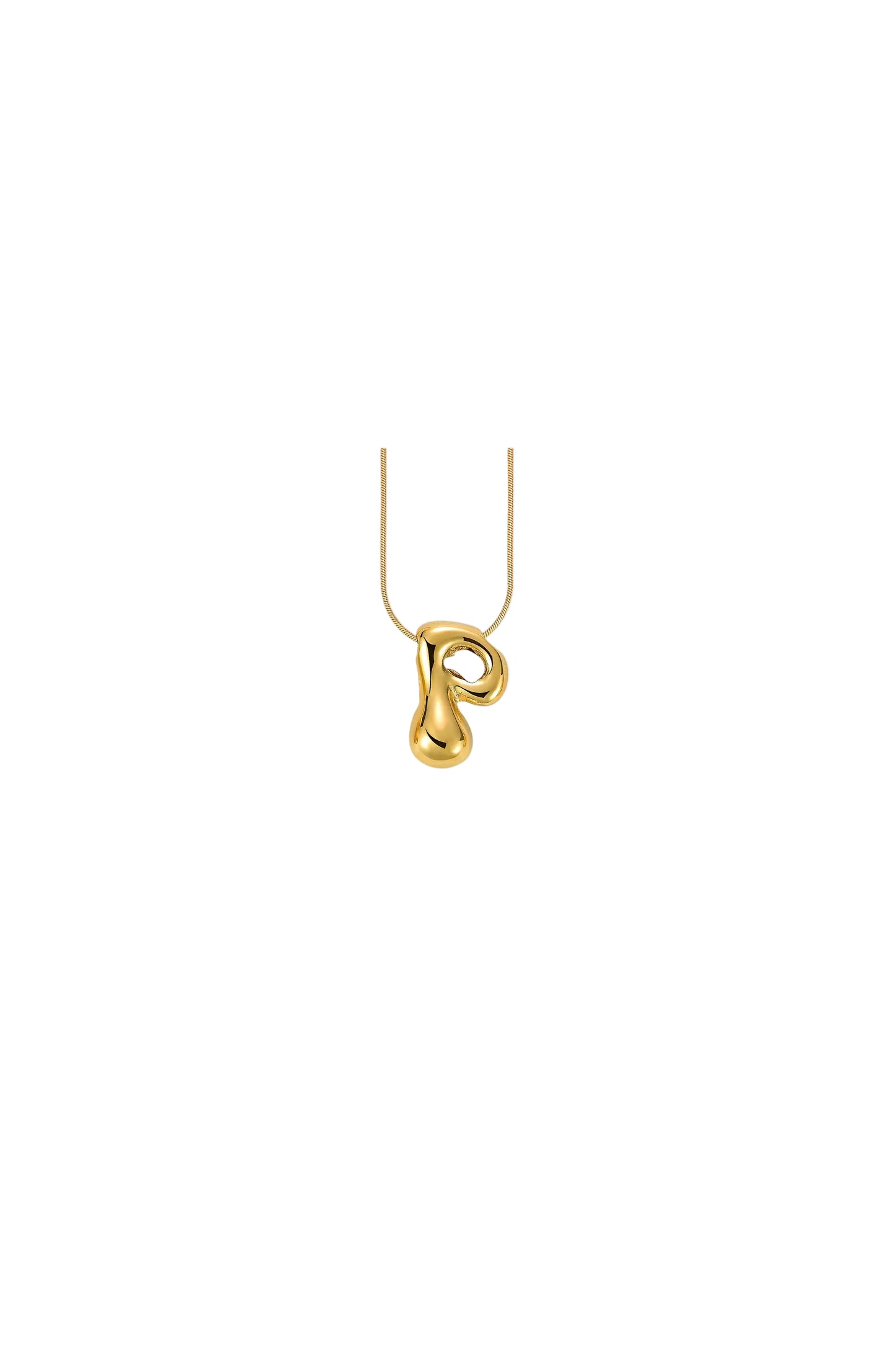 Glow Bubble Letter Initial Necklace Golden