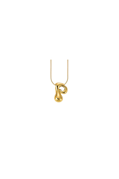 Glow Bubble Letter Initial Necklace Golden