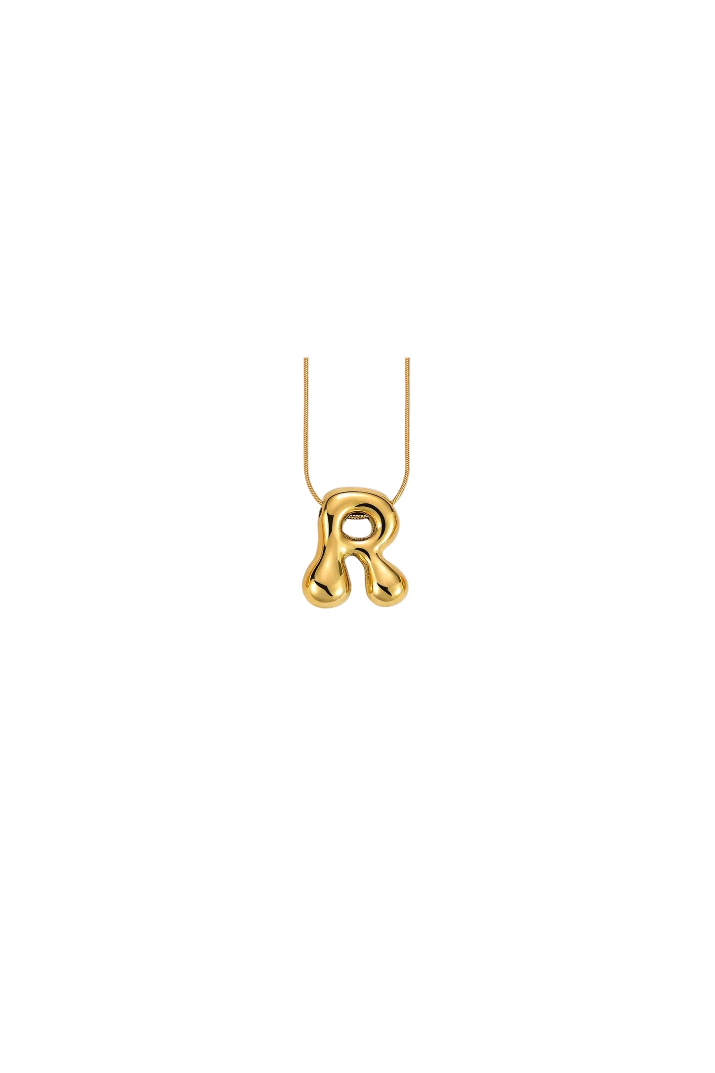 Glow Bubble Letter Initial Necklace Golden