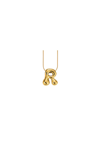 Glow Bubble Letter Initial Necklace Golden