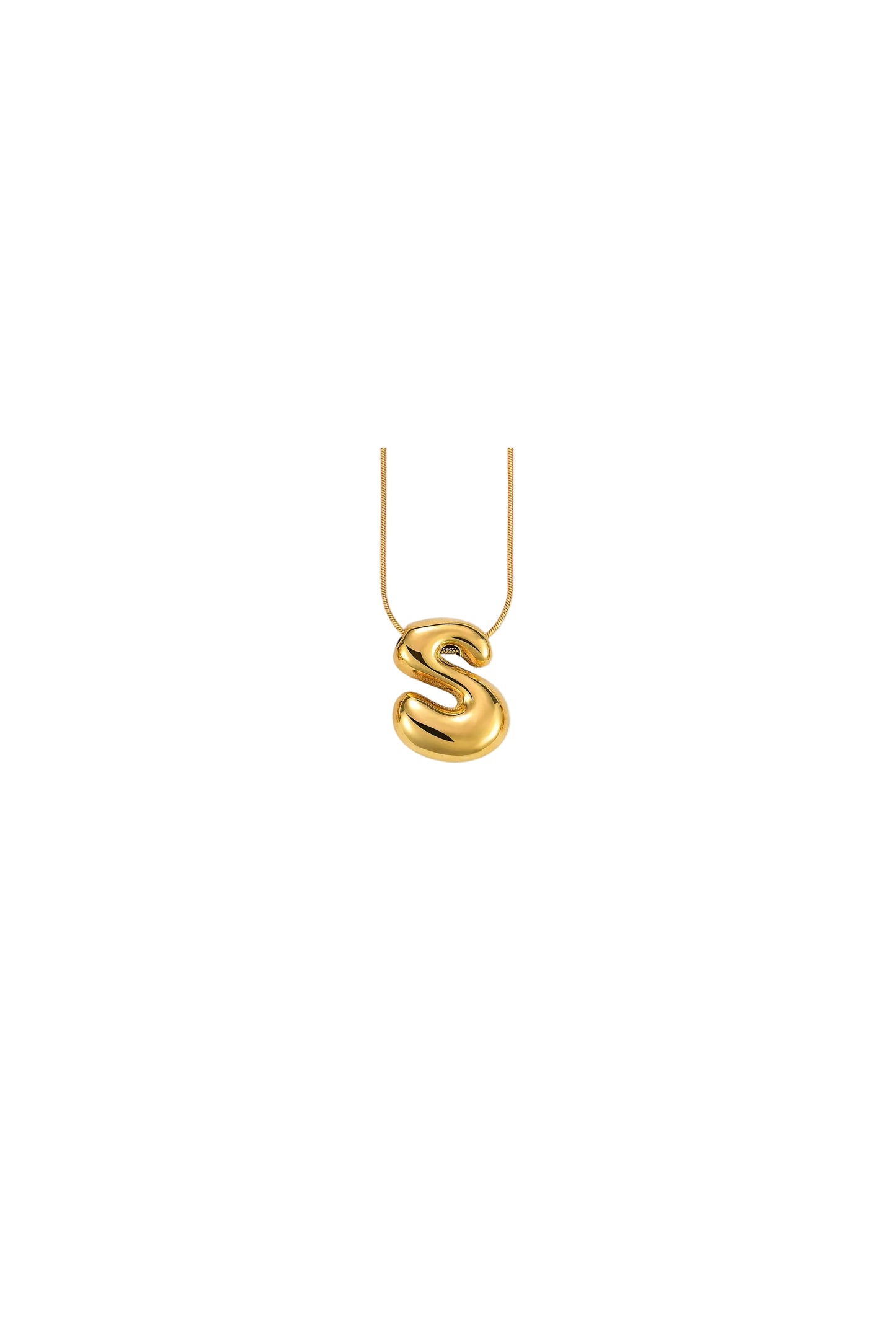 Glow Bubble Letter Initial Necklace Golden