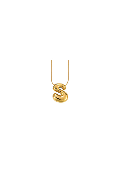 Glow Bubble Letter Initial Necklace Golden