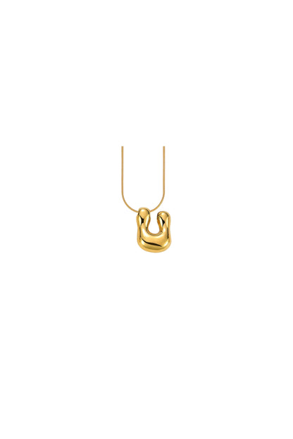 Glow Bubble Letter Initial Necklace Golden