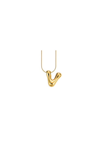 Glow Bubble Letter Initial Necklace Golden