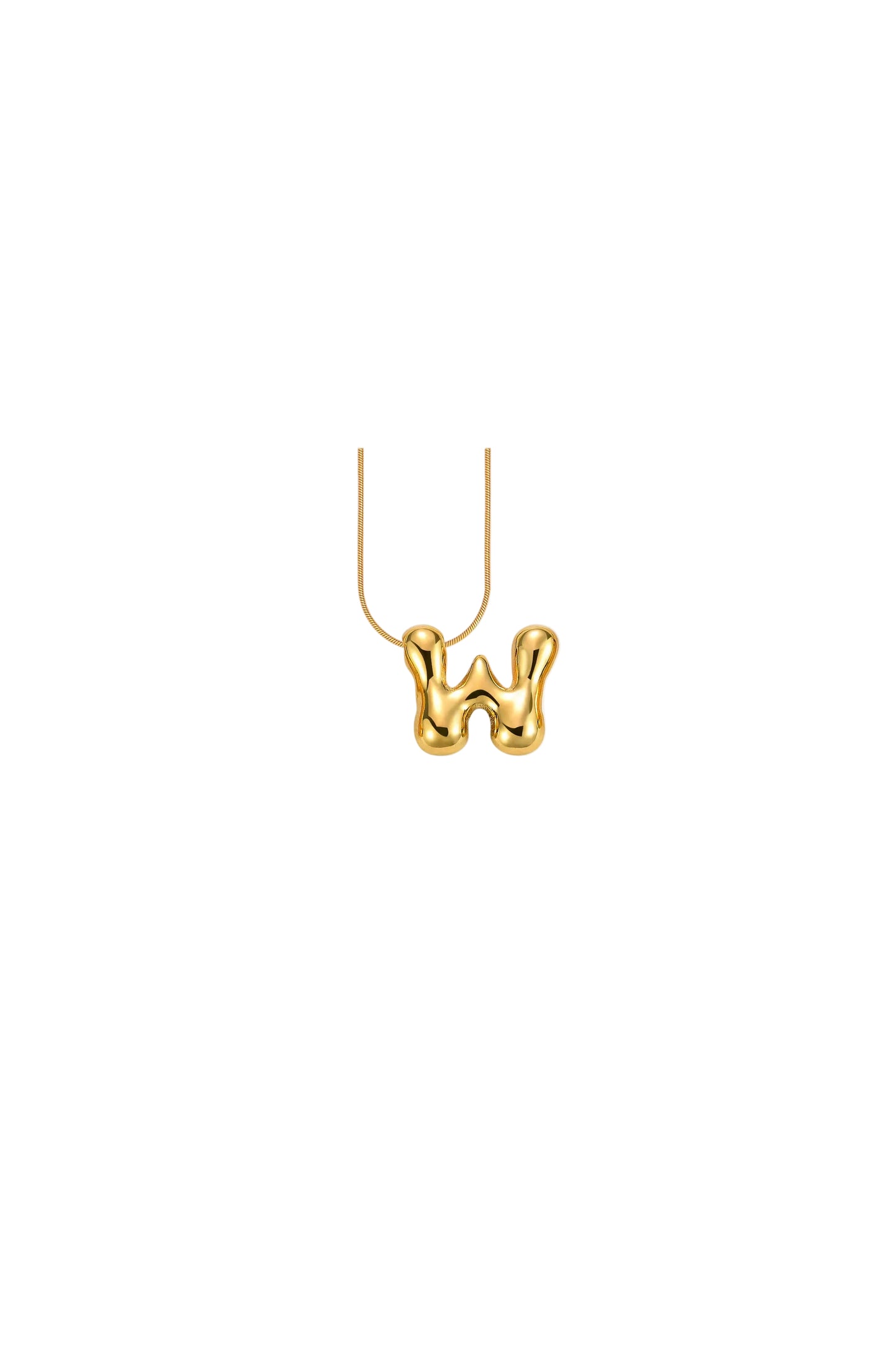 Glow Bubble Letter Initial Necklace Golden