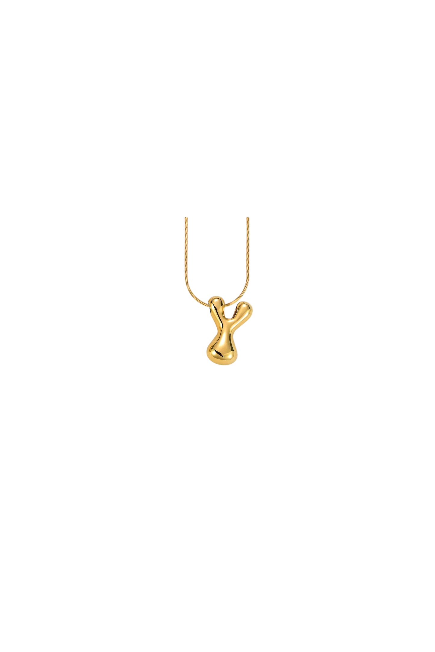 Glow Bubble Letter Initial Necklace Golden