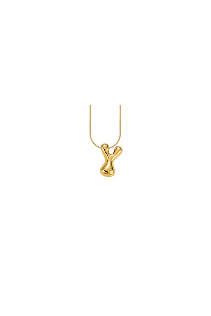 Glow Bubble Letter Initial Necklace Golden