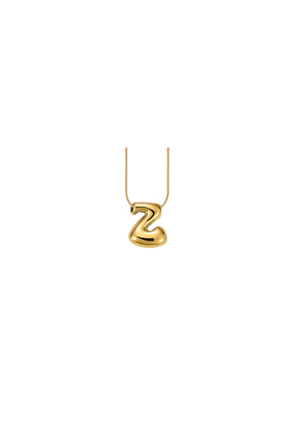 Glow Bubble Letter Initial Necklace Golden
