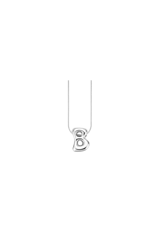 Glow Bubble Letter Initial Necklace Silver