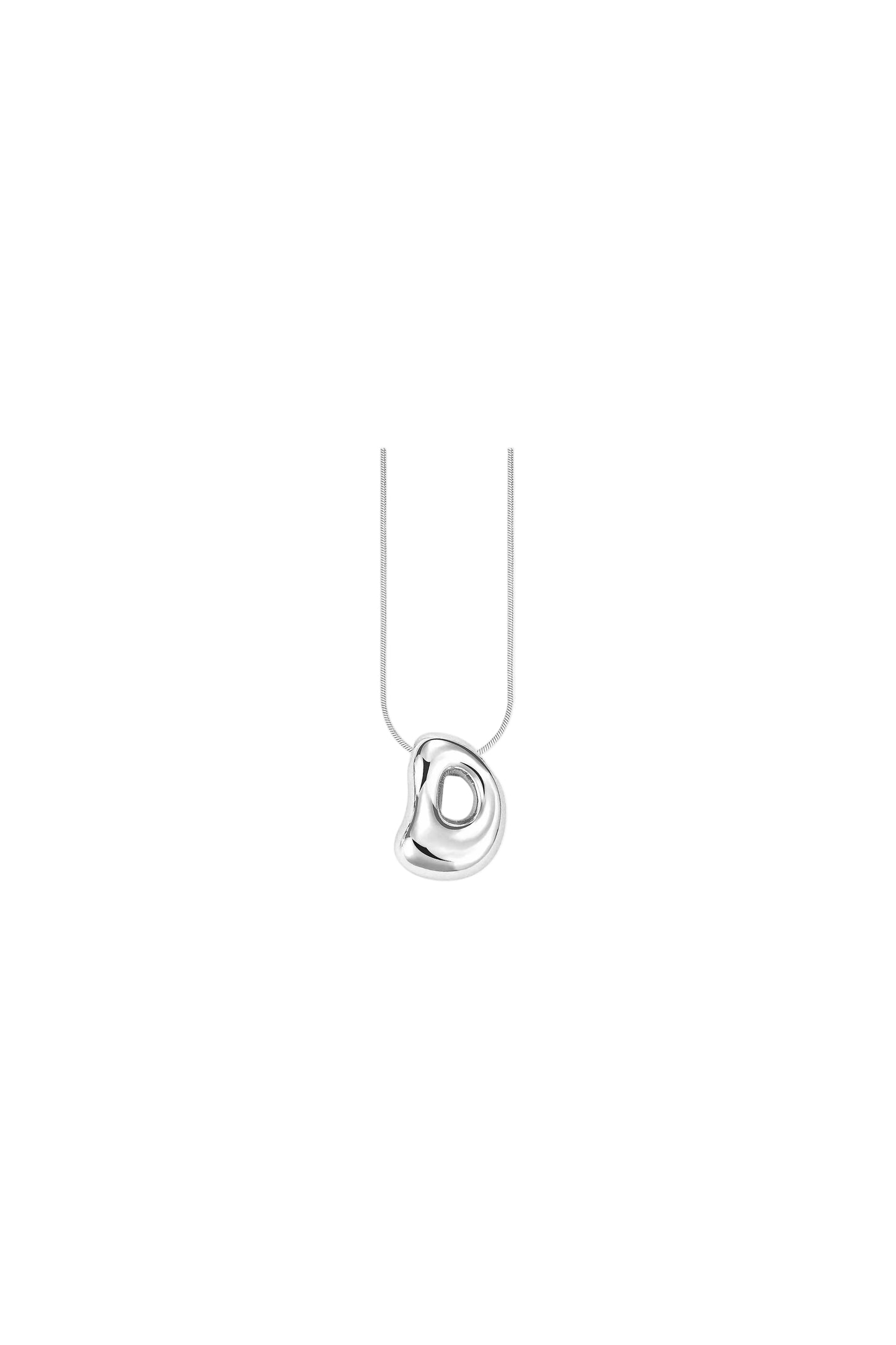 Glow Bubble Letter Initial Necklace Silver