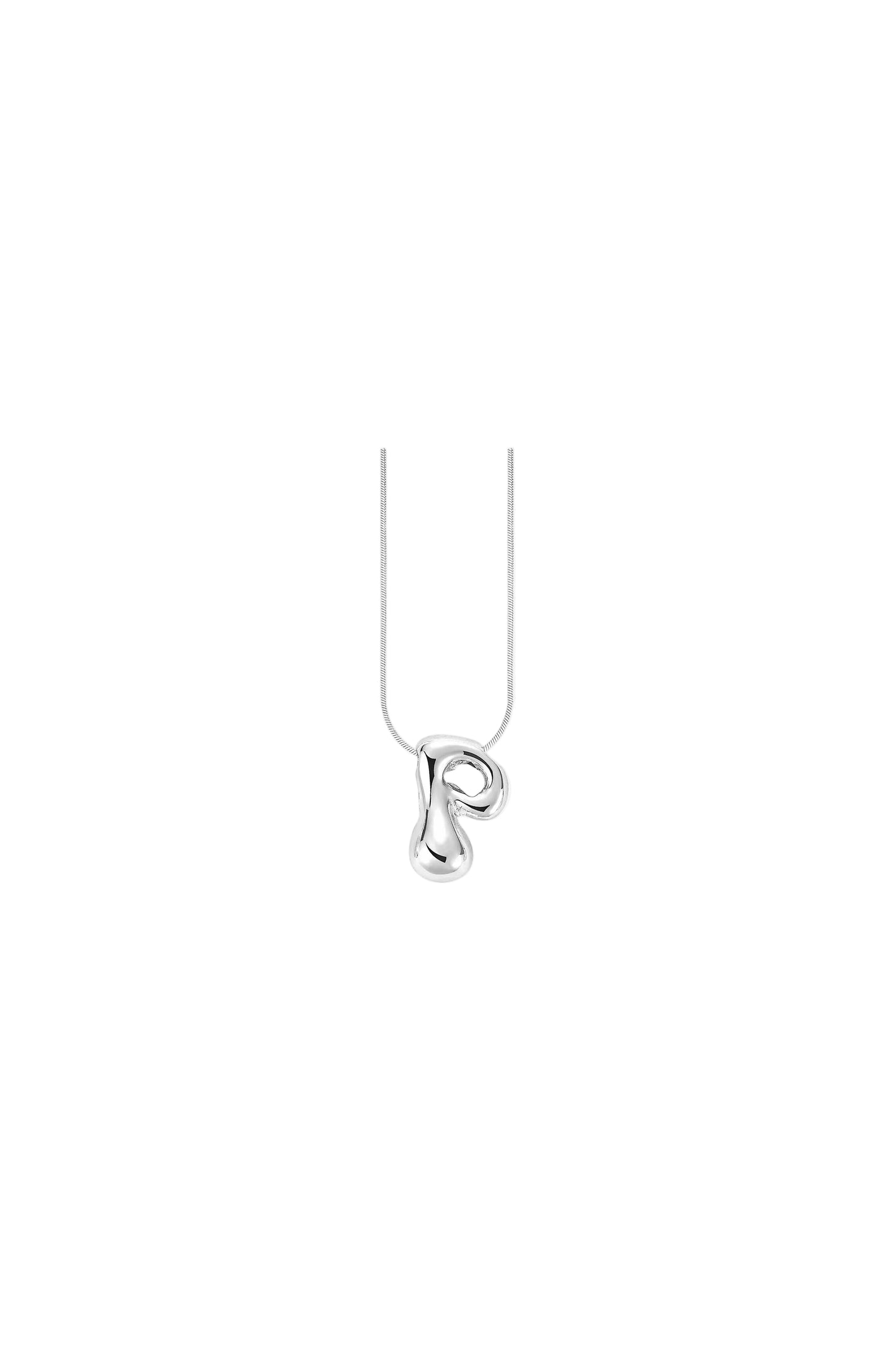 Glow Bubble Letter Initial Necklace Silver