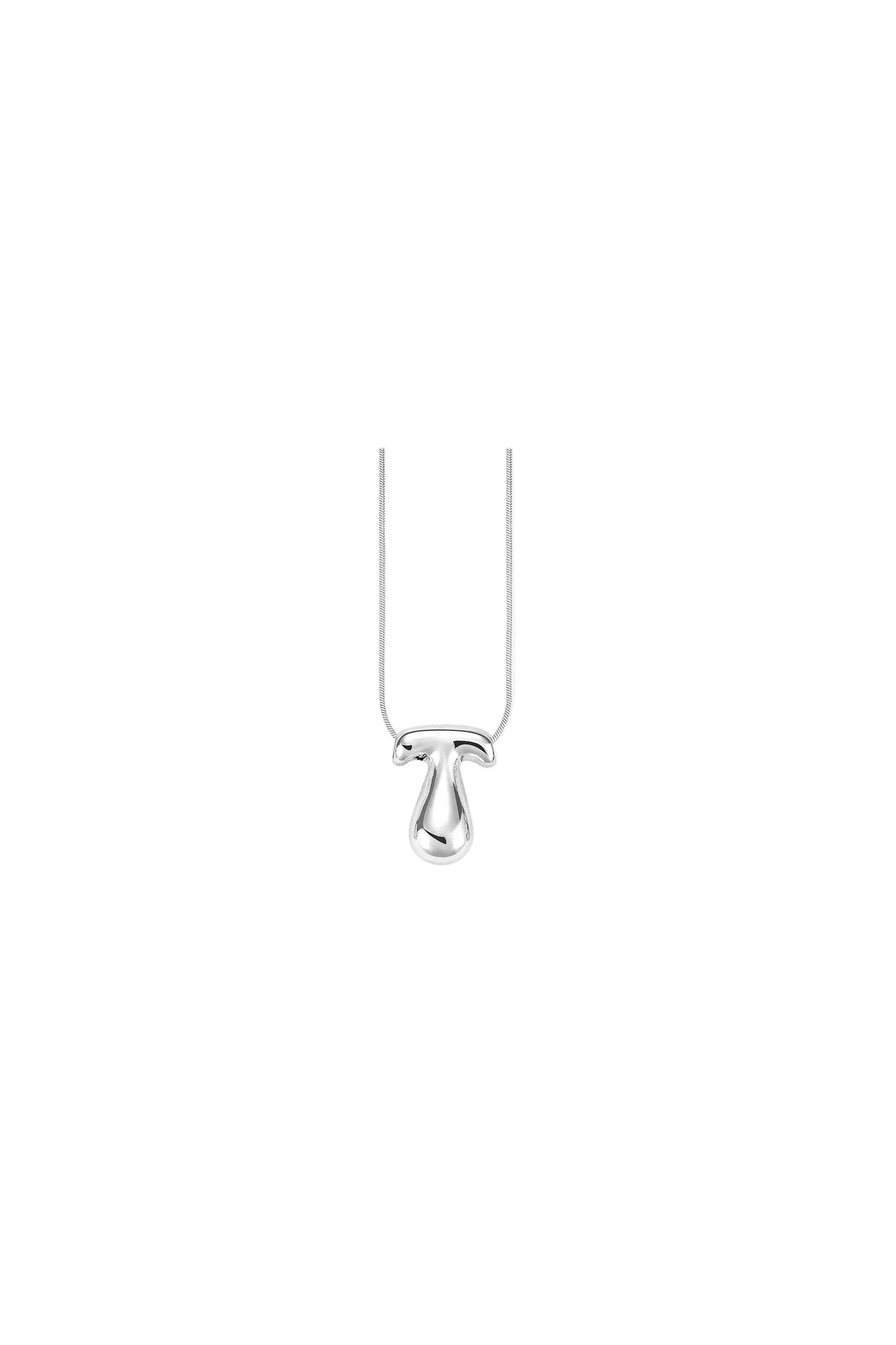 Glow Bubble Letter Initial Necklace Silver