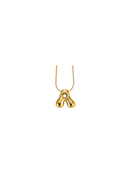 Glow Bubble Letter Initial Necklace Golden