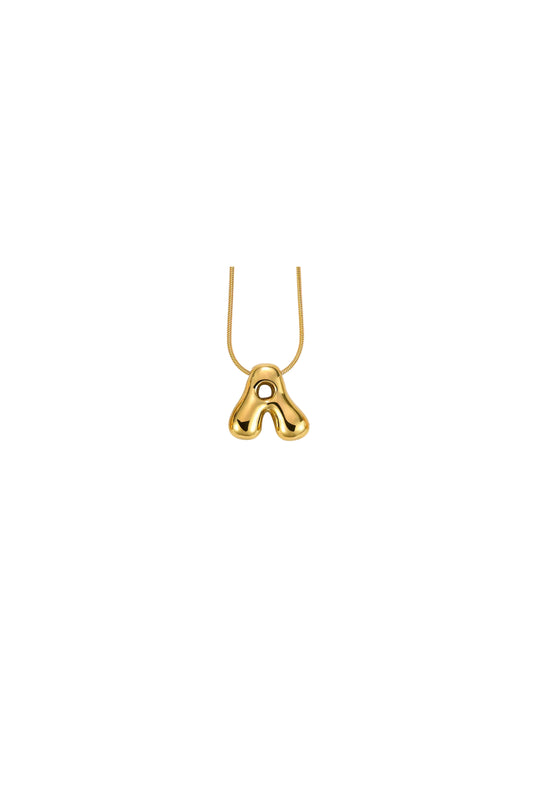 Glow Bubble Letter Initial Necklace Golden