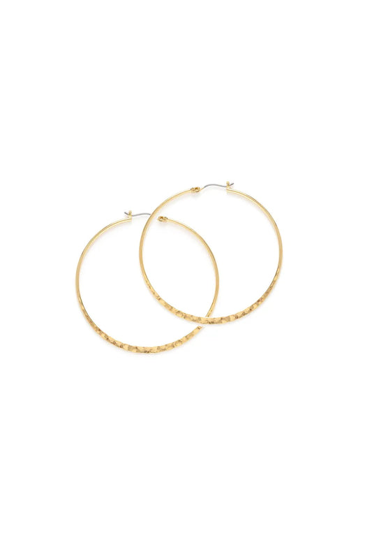 1.5" Hammered Hoops Gold