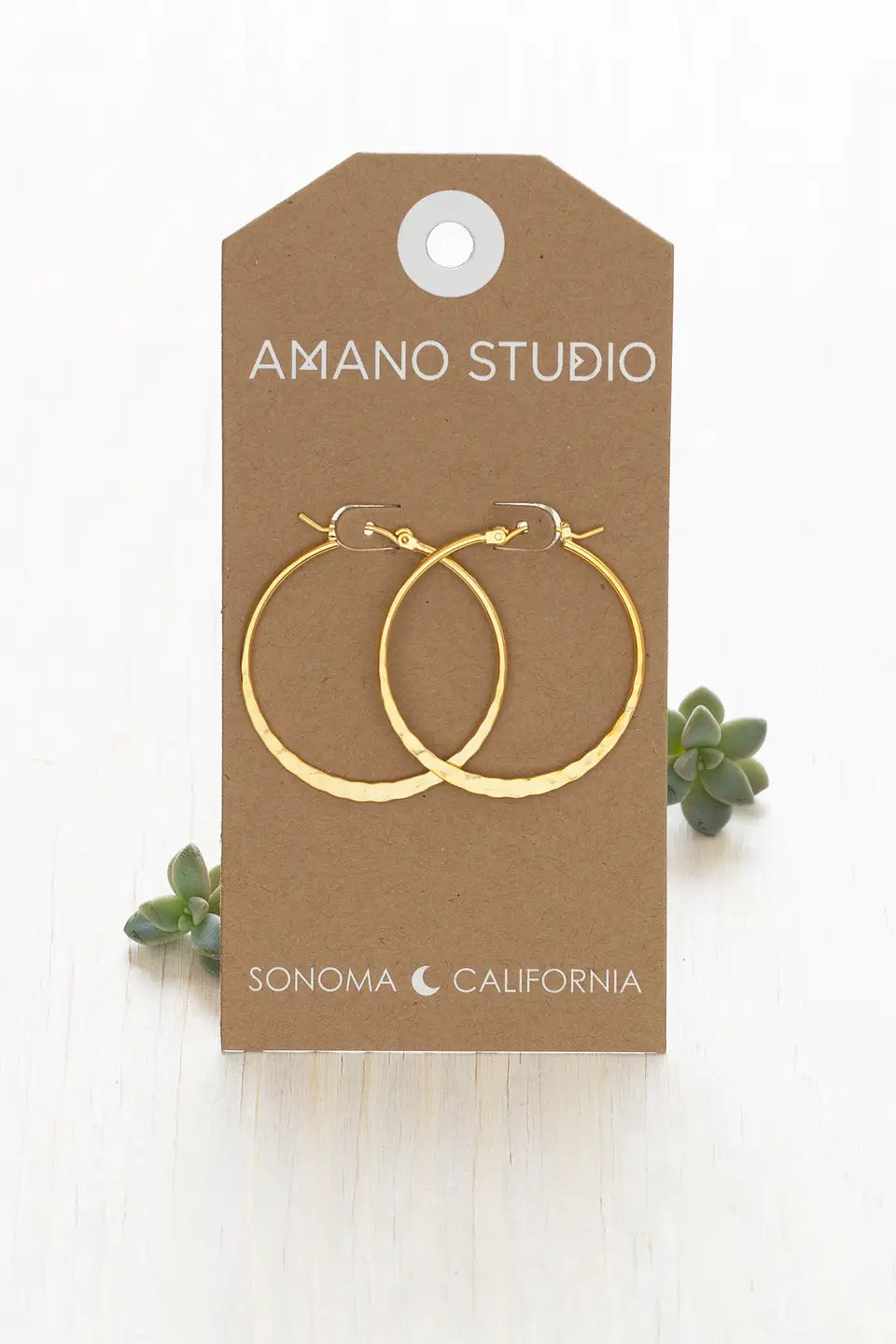 1.5" Hammered Hoops Gold