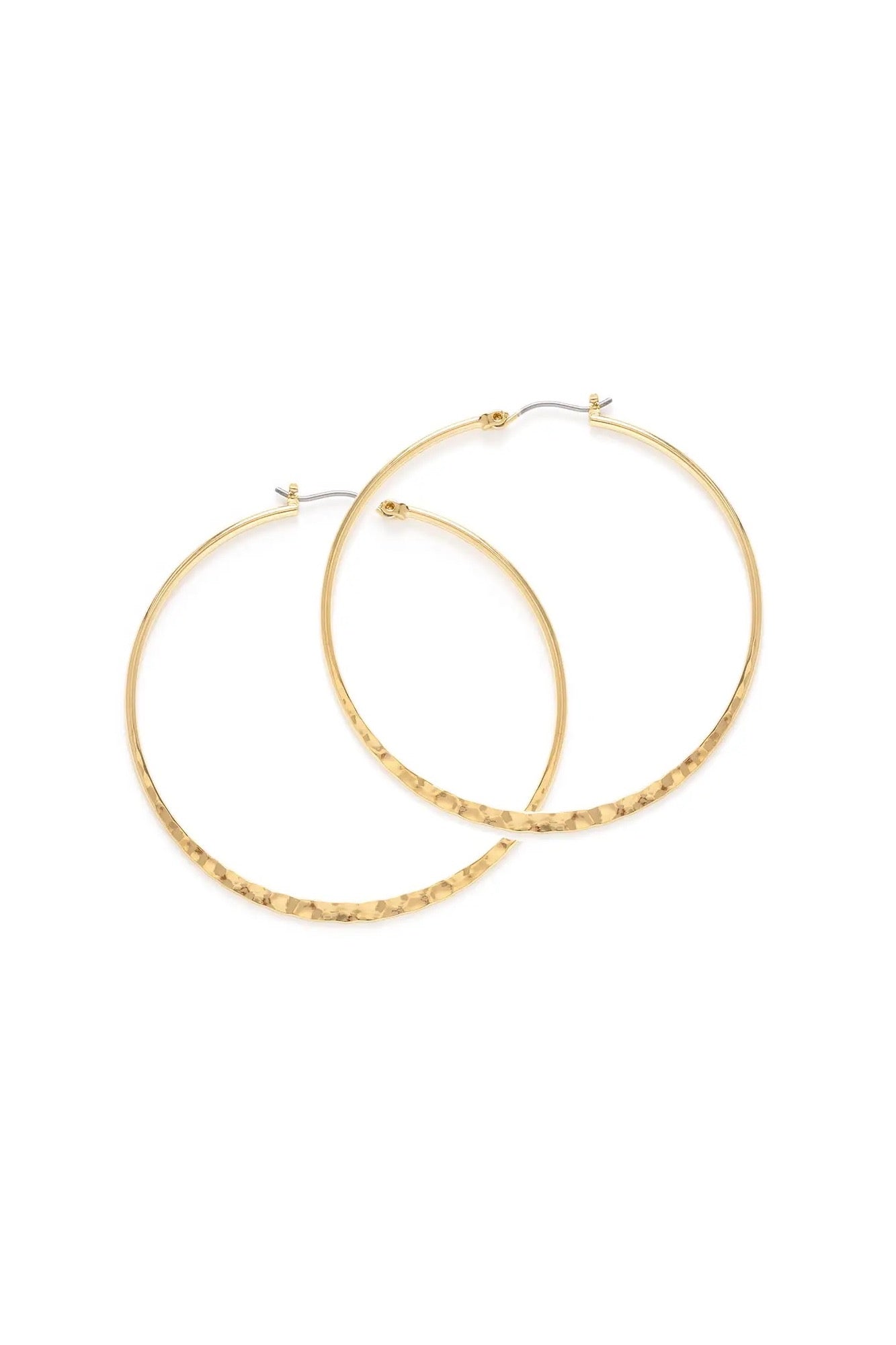 2" Hammered Hoops Gold