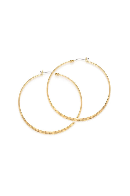 2" Hammered Hoops Gold