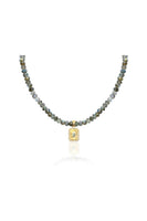 Gold Labradorite Rondelle Shield Necklace