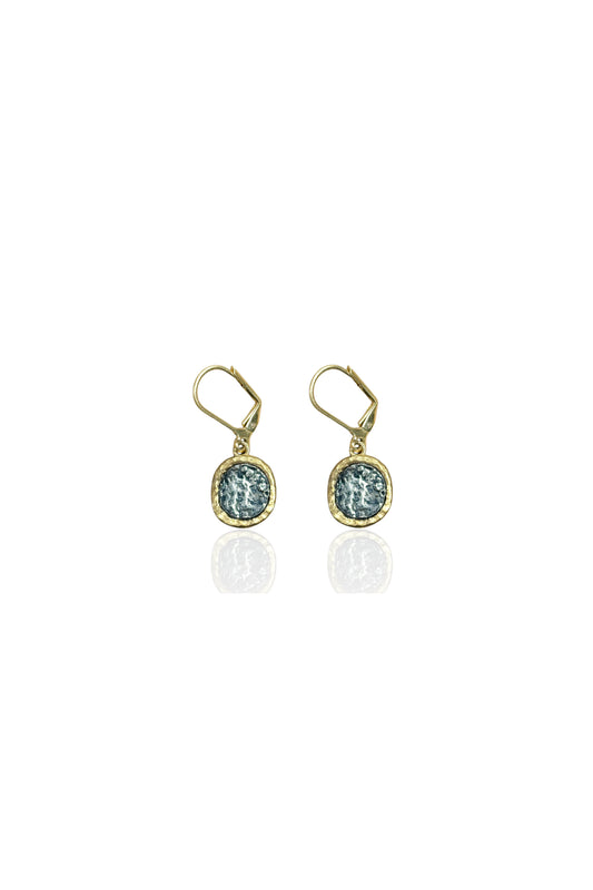 Gold Pavia Coin & Frame Dangle Earrings