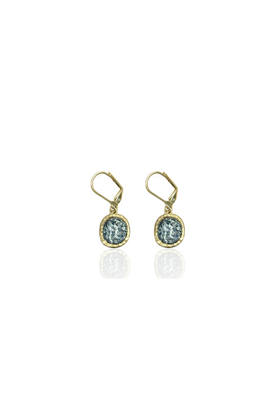 Gold Pavia Coin & Frame Dangle Earrings