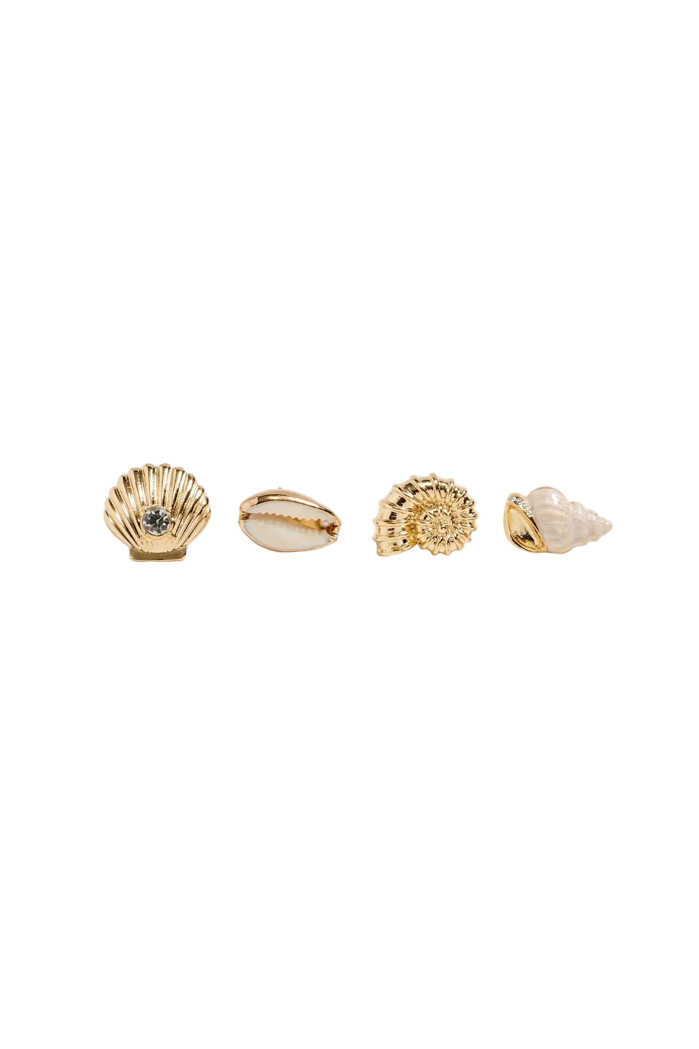 Gold Seashell & Conch Brooch Set