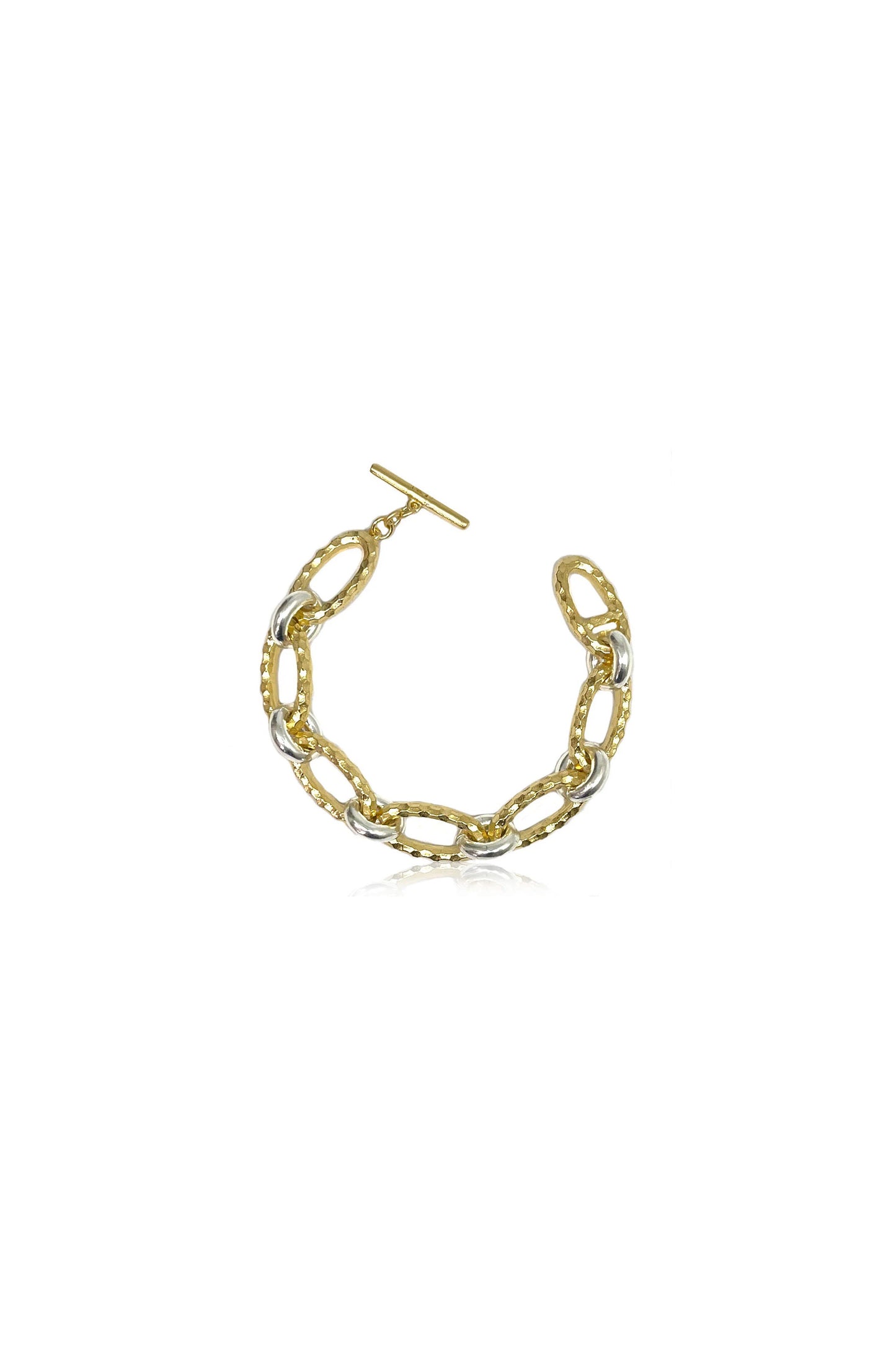 Gold Two-Tone Ravelle Hammered Chain Bracelet