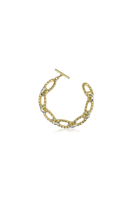 Gold Two-Tone Ravelle Hammered Chain Bracelet