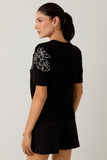 Graphic Flower Puff Sleeve Sweater