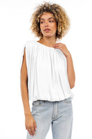 Grecian Drape Bubble Blouse Off White