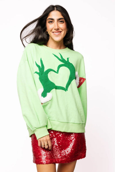 Green Grinch Heart Sweatshirt