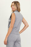 Grey Mock Neck Sleeveless Knit Top