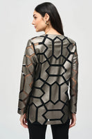 Gunmetal Geometric Faux Leather Jacket