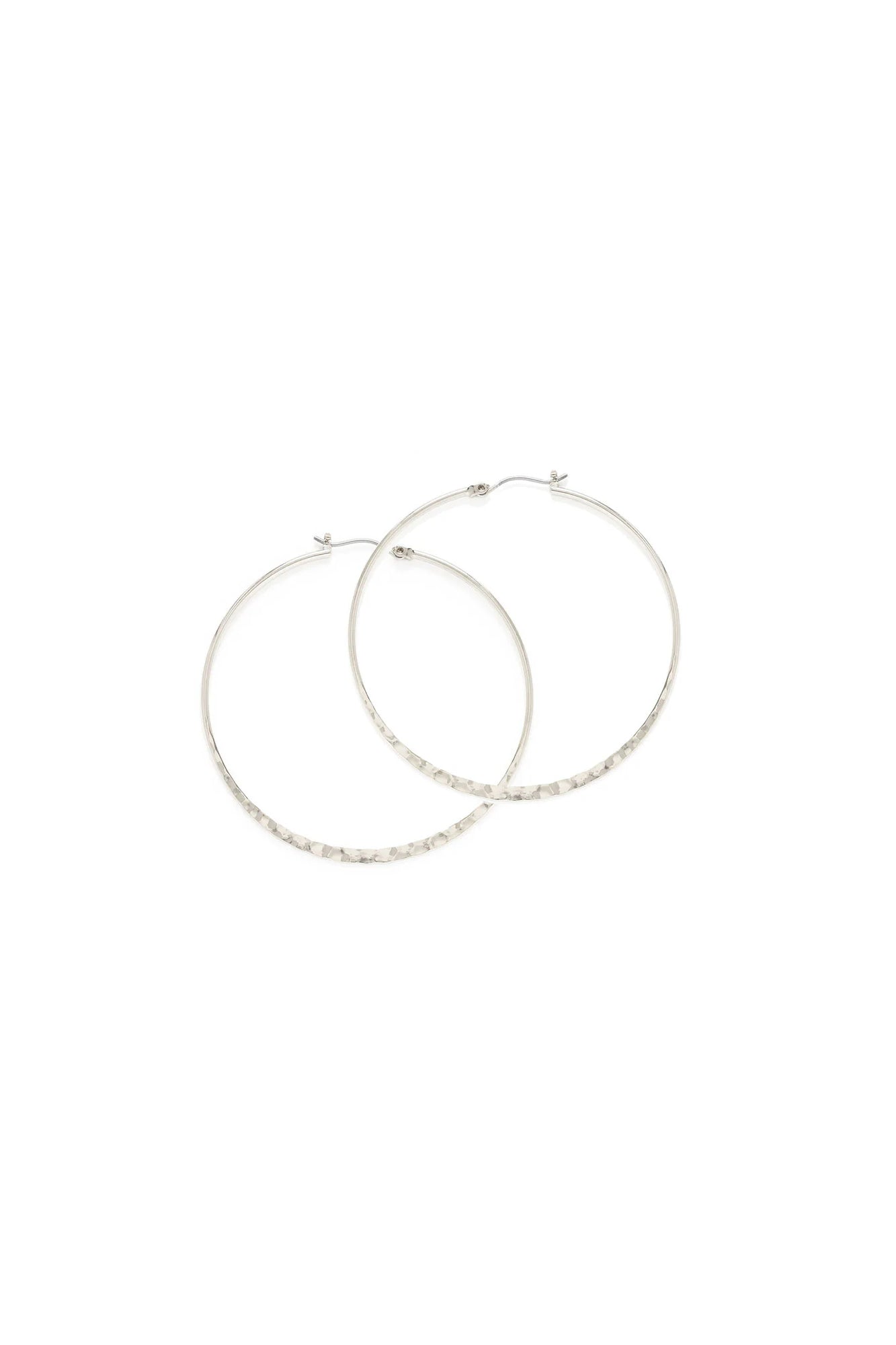 1.5" Hammered Hoops Silver