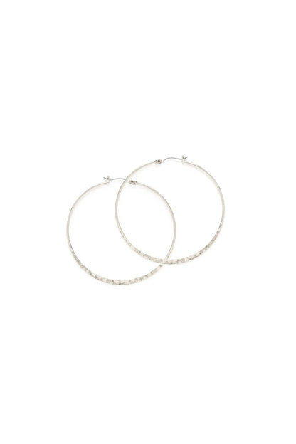 1.5" Hammered Hoops Silver