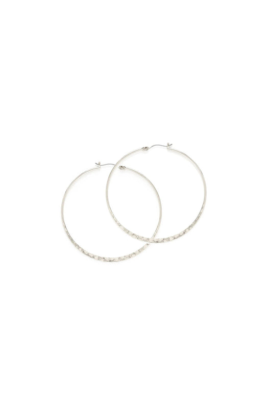 1.5" Hammered Hoops Silver