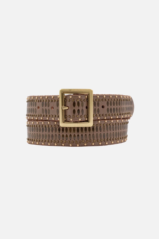 Taupe Hana Square Studded Belt