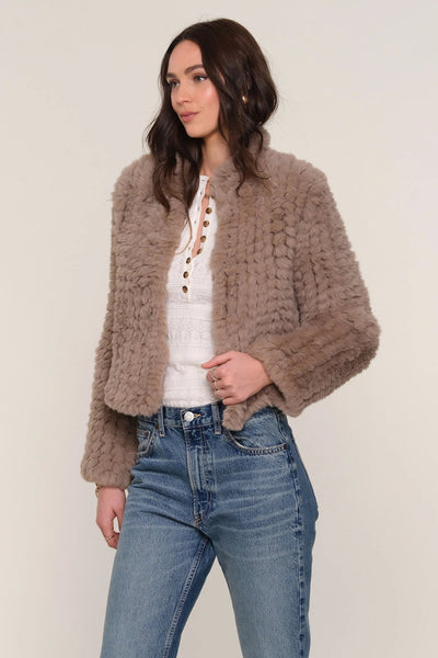 Deline Faux Fur Jacket Stone