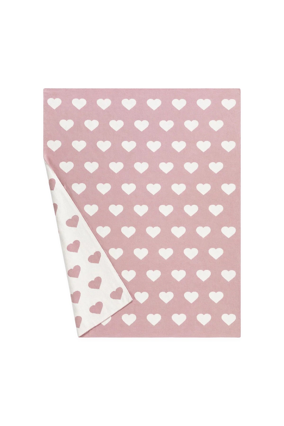 Hearts Reversible Jacquard Knit Baby Blanket