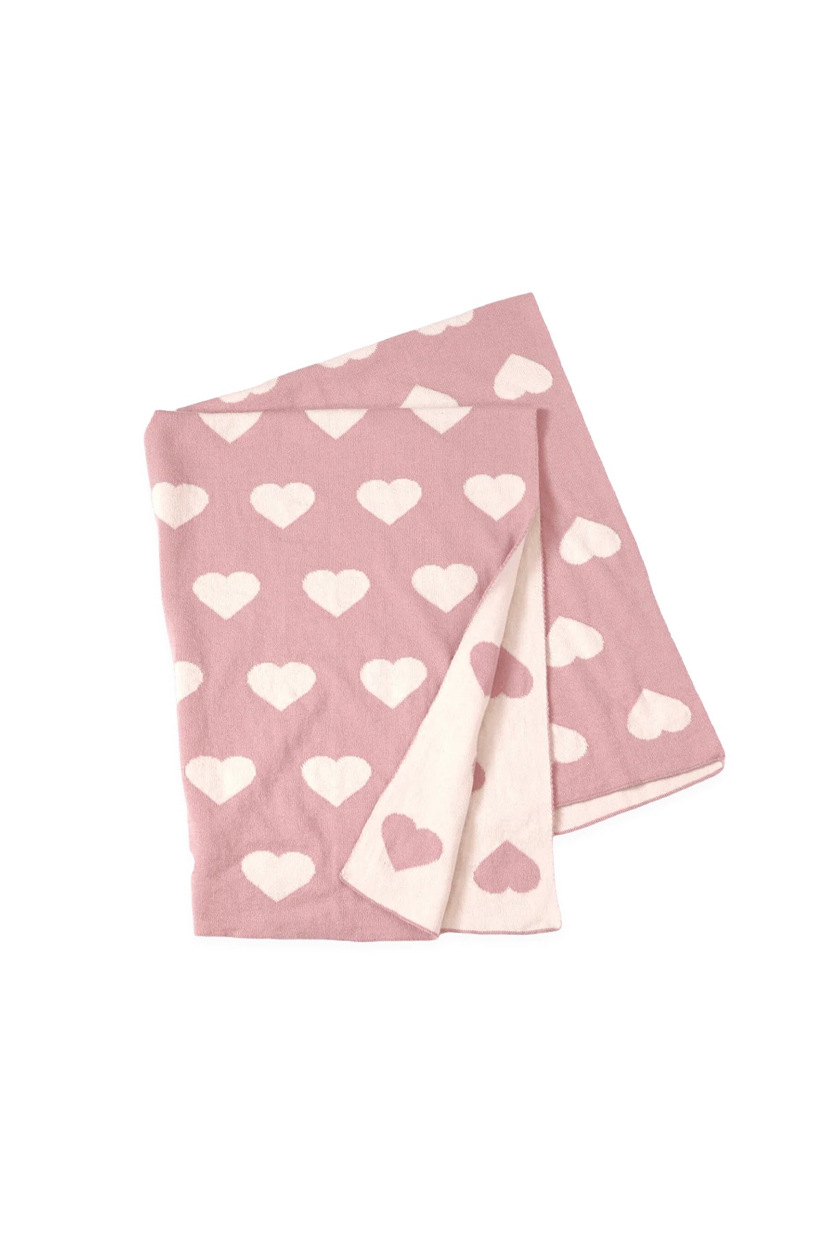 Hearts Reversible Jacquard Knit Baby Blanket