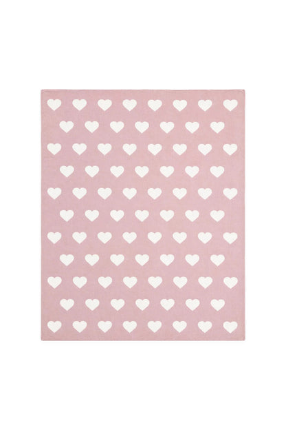 Hearts Reversible Jacquard Knit Baby Blanket