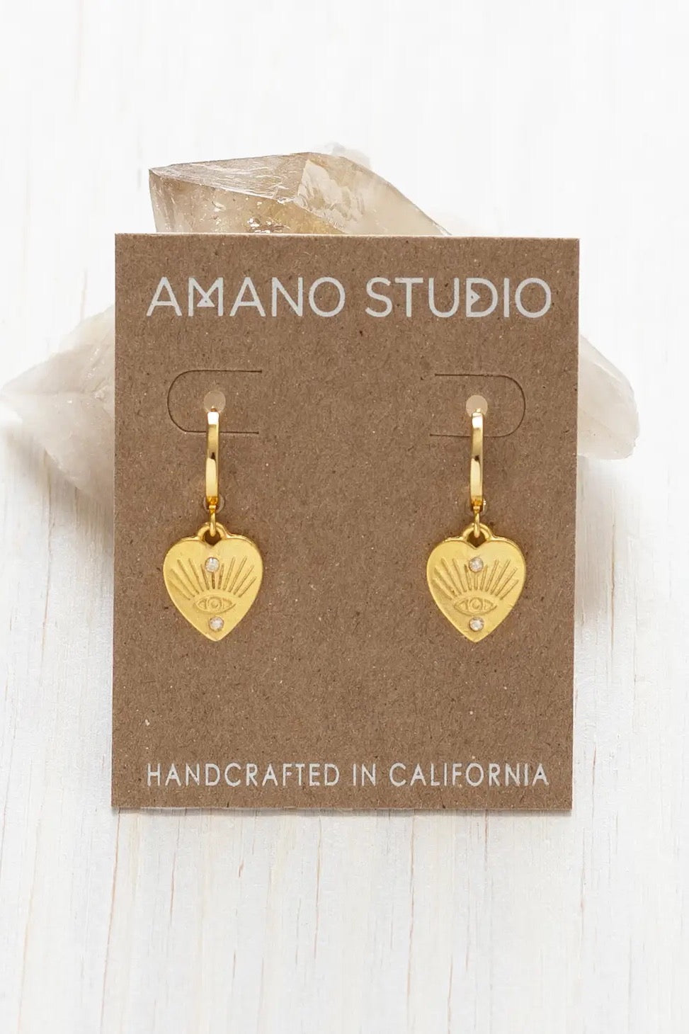 Heart with Eye Huggie Hoops