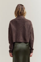 High Collar Crop Cardigan