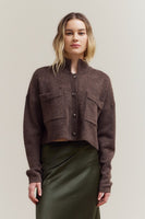 High Collar Crop Cardigan