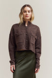 High Collar Crop Cardigan